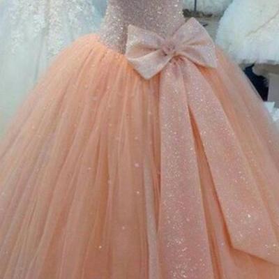 Strapless Prom Dress,Bow Prom Dresses,Formal Prom Dress,Glitter Prom Dress