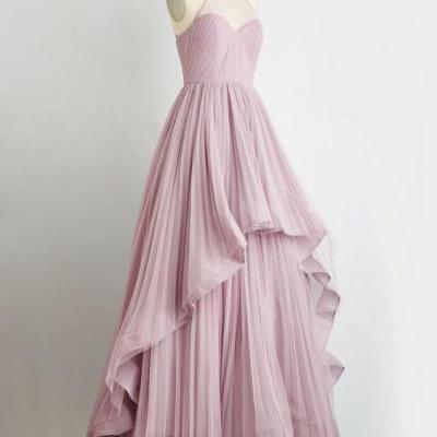 Pink O-neckline Long Prom Dresses,Princess Charming Prom Gowns,Bridesmaid Dresses,Evening Dresses,Pretty Party Dresses