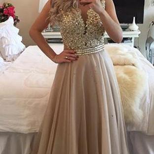 Formal Dress Prom Dress,Sheer Illusion A-Line Prom Dresses,Floor Length Lace Evening Gowns with Beadings