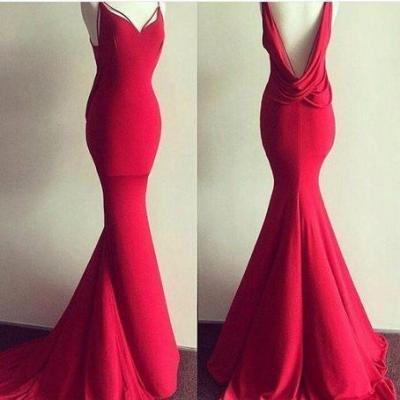 Red Long Prom Dresses, Mermaid Long Prom Dress, Formal Evening Dress