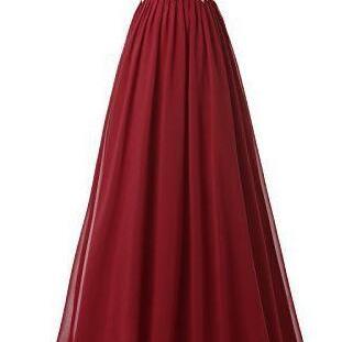 Strapless Burgundy Formal Dress,Floor Length Chiffon Prom Dress,Lace Prom Dress,Long Prom Dress