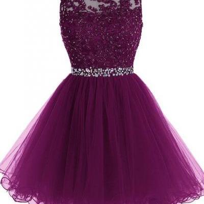 Short Lace Homecoming Dresses ,Tulle Prom Dress,Beading Short Homecoming Dress,Party Dress