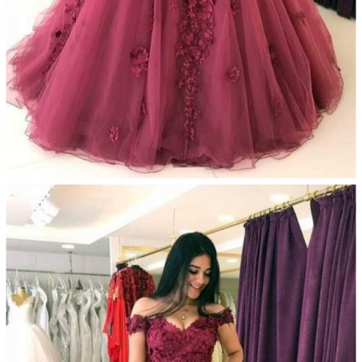 Lace Appliques Prom Dresses, Ball Gowns Prom Dress,Tulle Quinceanera Dress Prom Dress