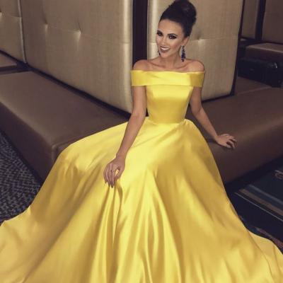 Off the Shoulder Yellow Prom Dress,evening dresses, Quinceanera Dresses