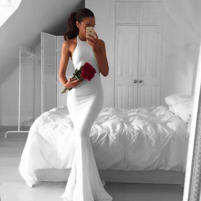 white prom dress,long mermaid dress,white evening dresses,long evening gowns,sexy backless prom dress,prom dress