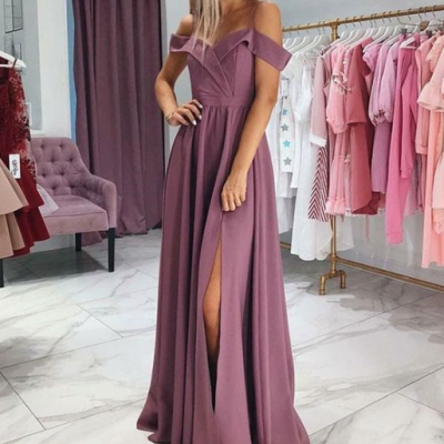 Charming Prom Dress,Chiffon Evening Dresses,A-Line Prom Dresses,Off the Shoulder Prom Gown