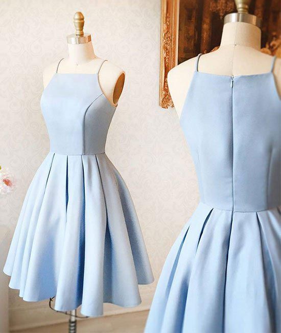 light blue halter neck dress