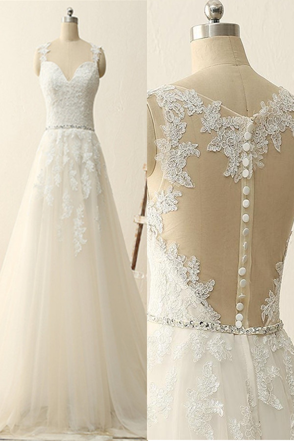 Wedding Dress Sexy Fashion Sleeveless Lace Top Wedding Dresses