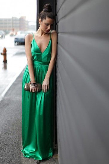 Green Satin Dress