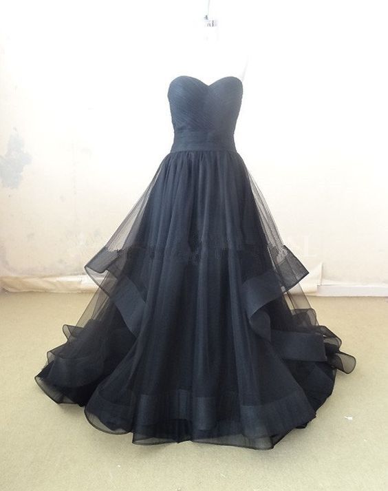 black tulle prom dress