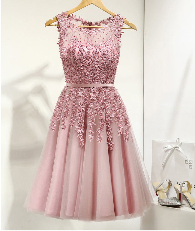 Pink Homecoming Dress Short Homecoming Dresses Cute Dresses Lace