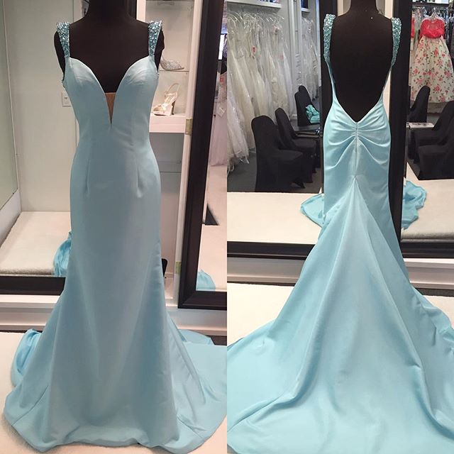 ice blue mermaid prom dress