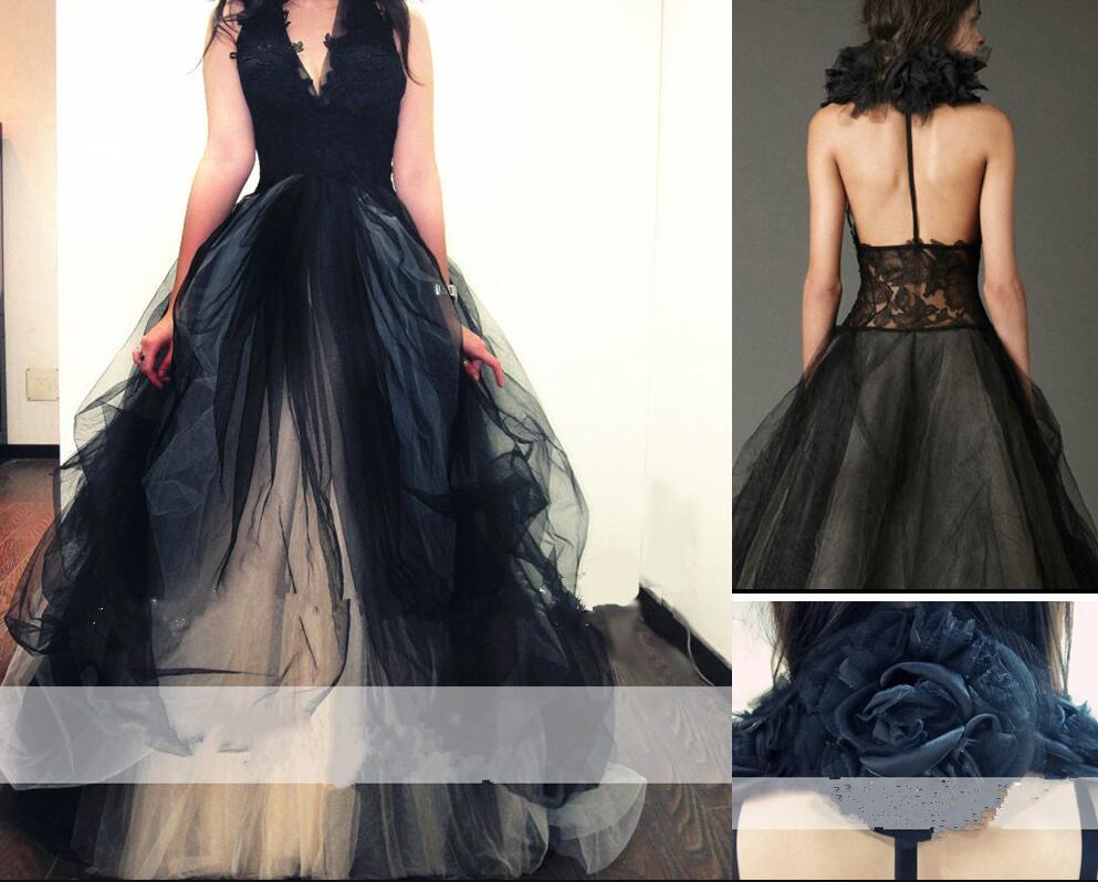 Custom Prom Dresses Vintage Dress Black Wedding Backless Custom Prom Dresses Vintage Dress Black Wedding Backless Tulle Y Halter Lace Organza
