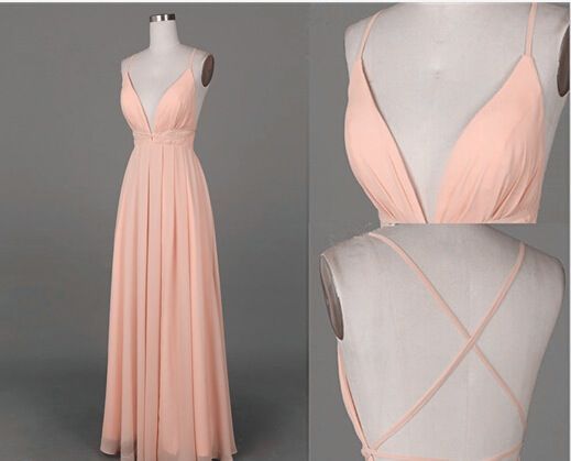 Simple Prom Dress Long Formal Dress Chiffion Prom Dress Pink