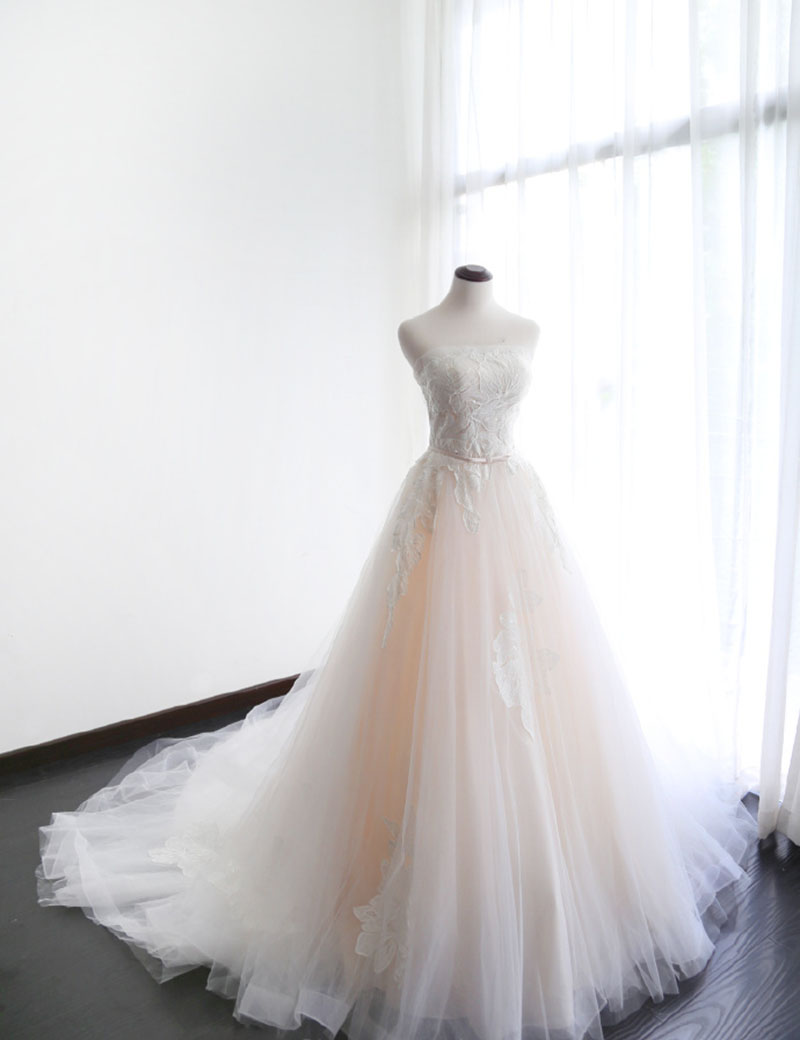 straight across strapless wedding dress