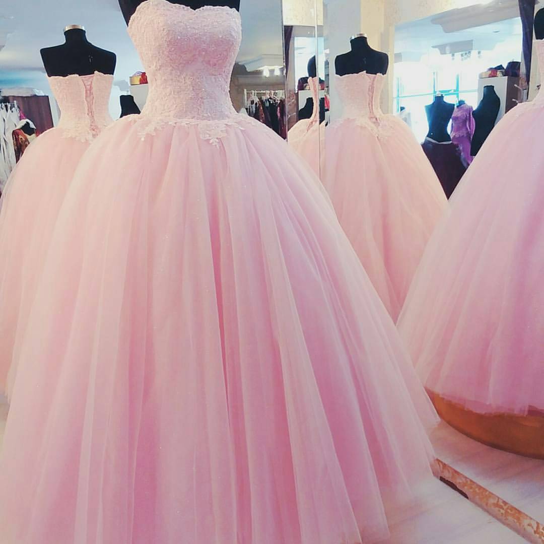 pink tulle ball gown