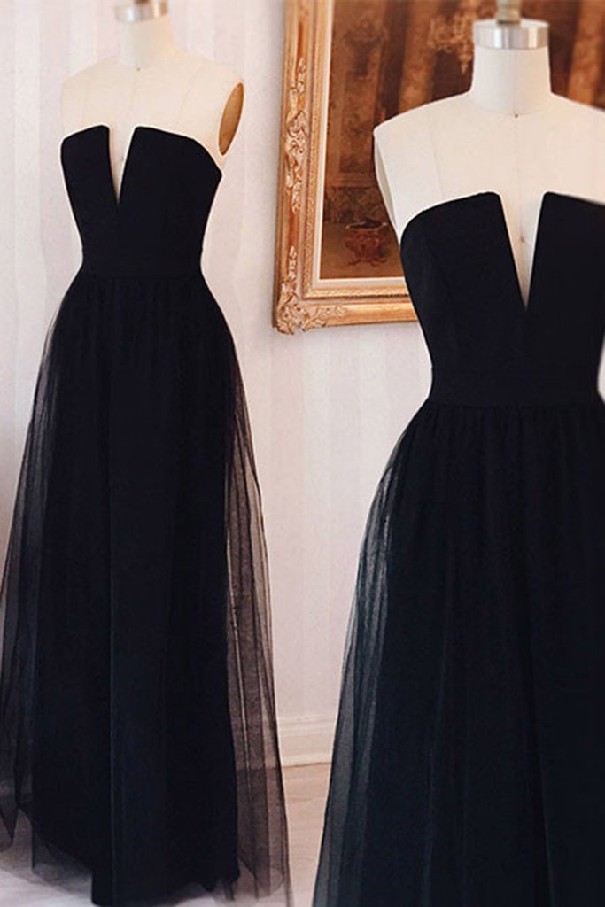 black strapless a line dress