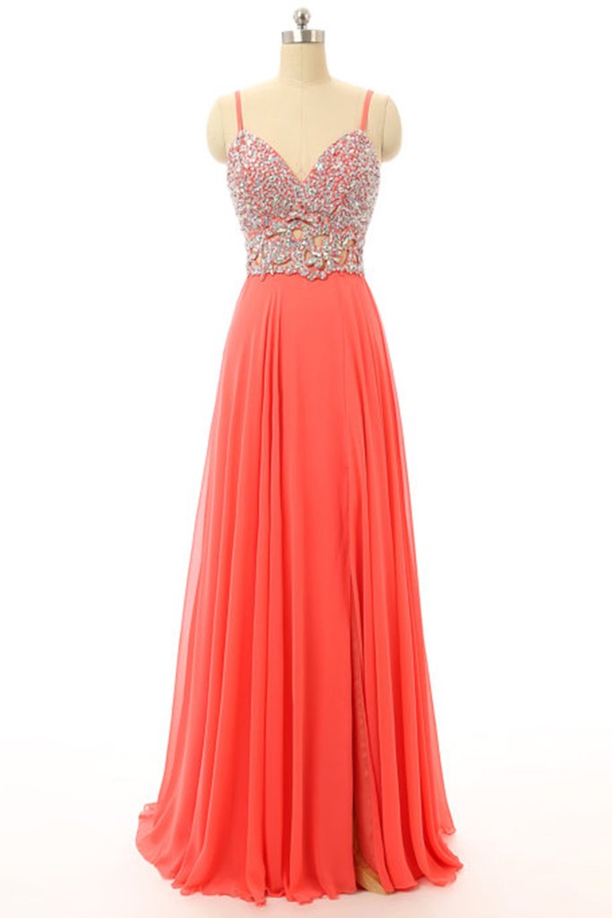 Orange Chiffon Prom Dress