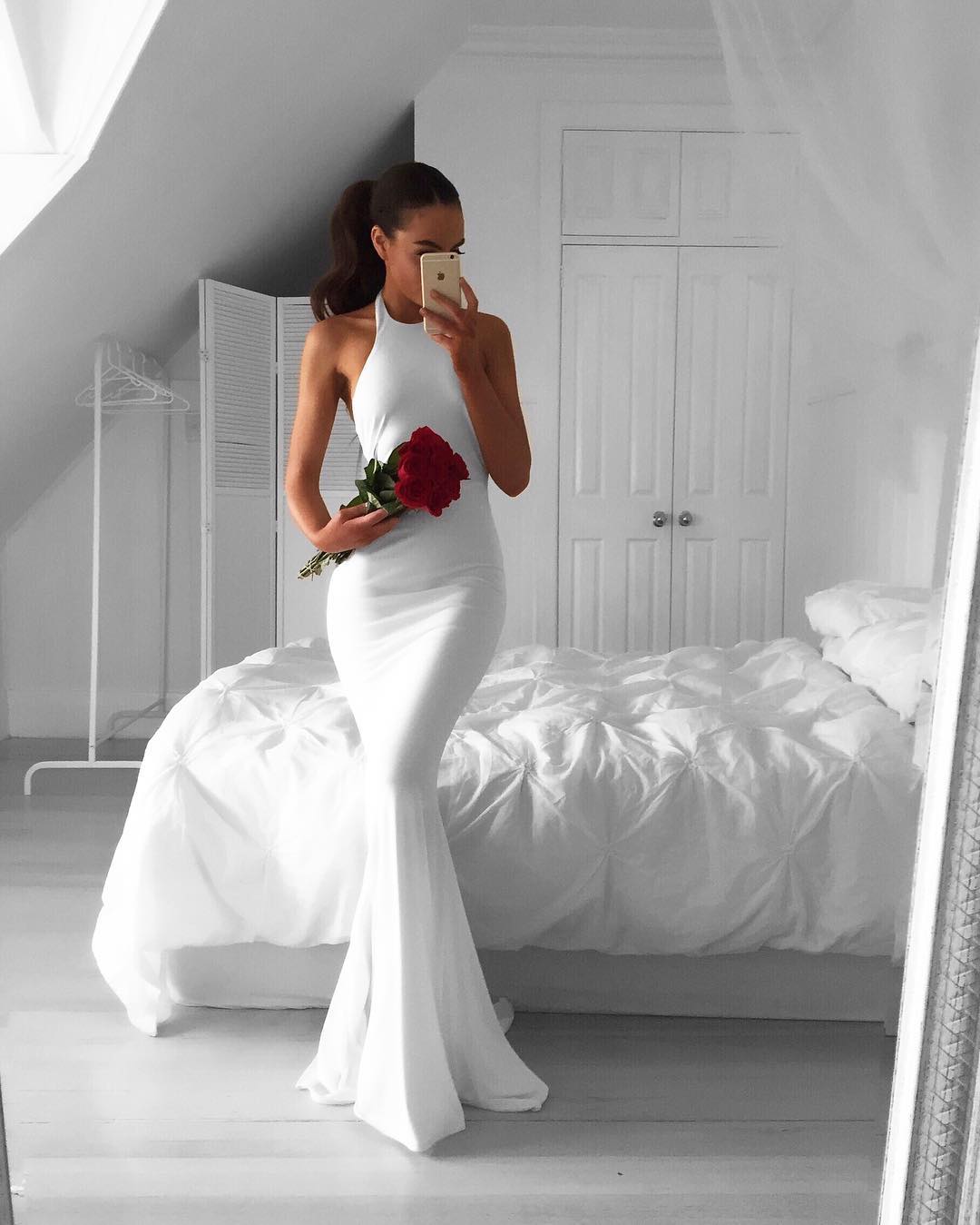 white long party dresses