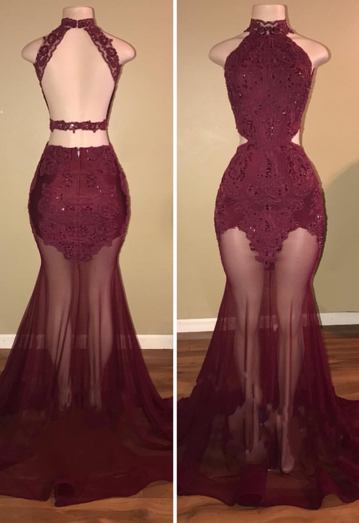 maroon mermaid formal dress