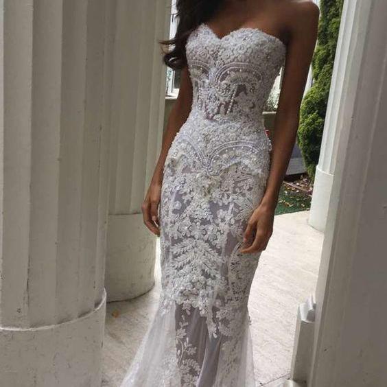Charming White Lace Wedding Dress Y Sweetheart Bridal Charming White Lace Wedding Dress Y Sweetheart Bridal See Through On Luulla