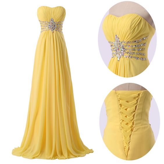 Yellow Prom Dress,lace Up ..