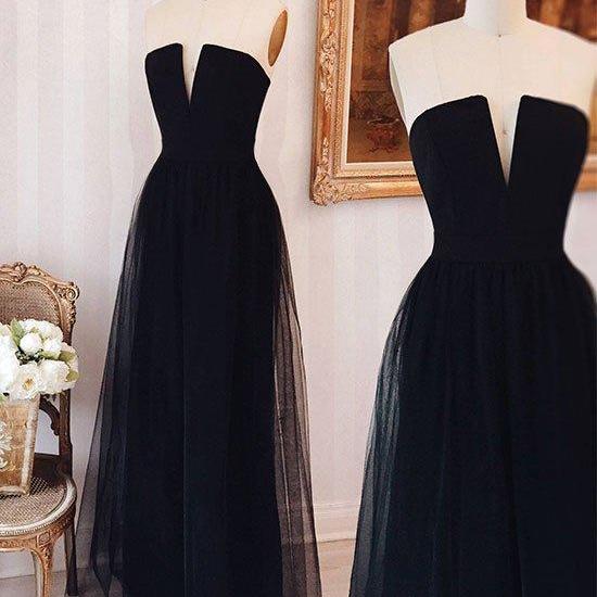 Elegant Simple Tulle Black Long Prom Dress, Black Formal Dresses on Luulla