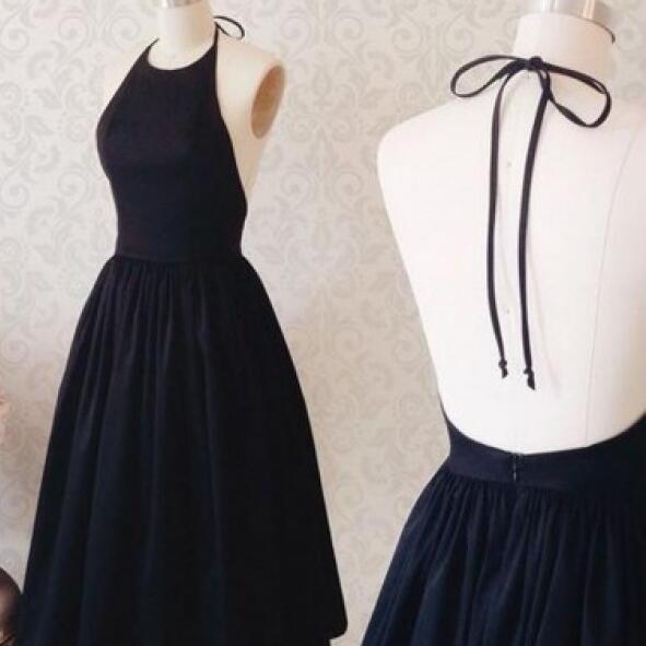Black Short Homecoming Dress,a-line Prom Dresses,halter Homecoming ...