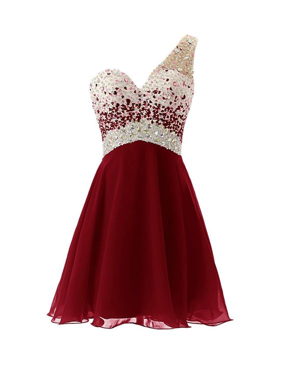 One Shoulder Homecoming Dress, Homecoming Dresses, With Beadings, Short ...