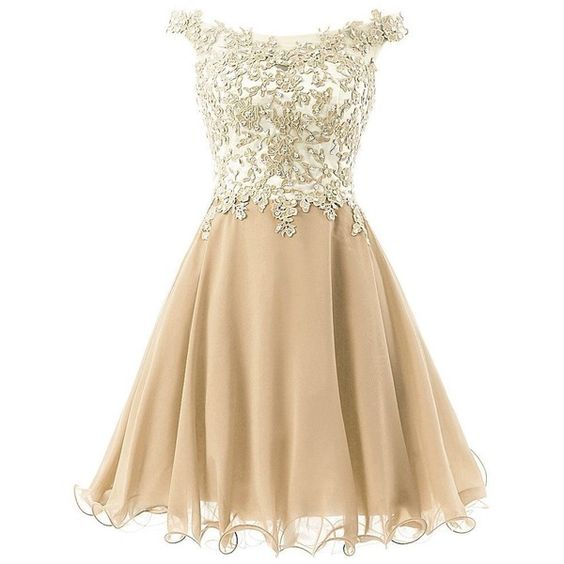 Gold Lace Appliqued Long Chiffon Dresses Moss