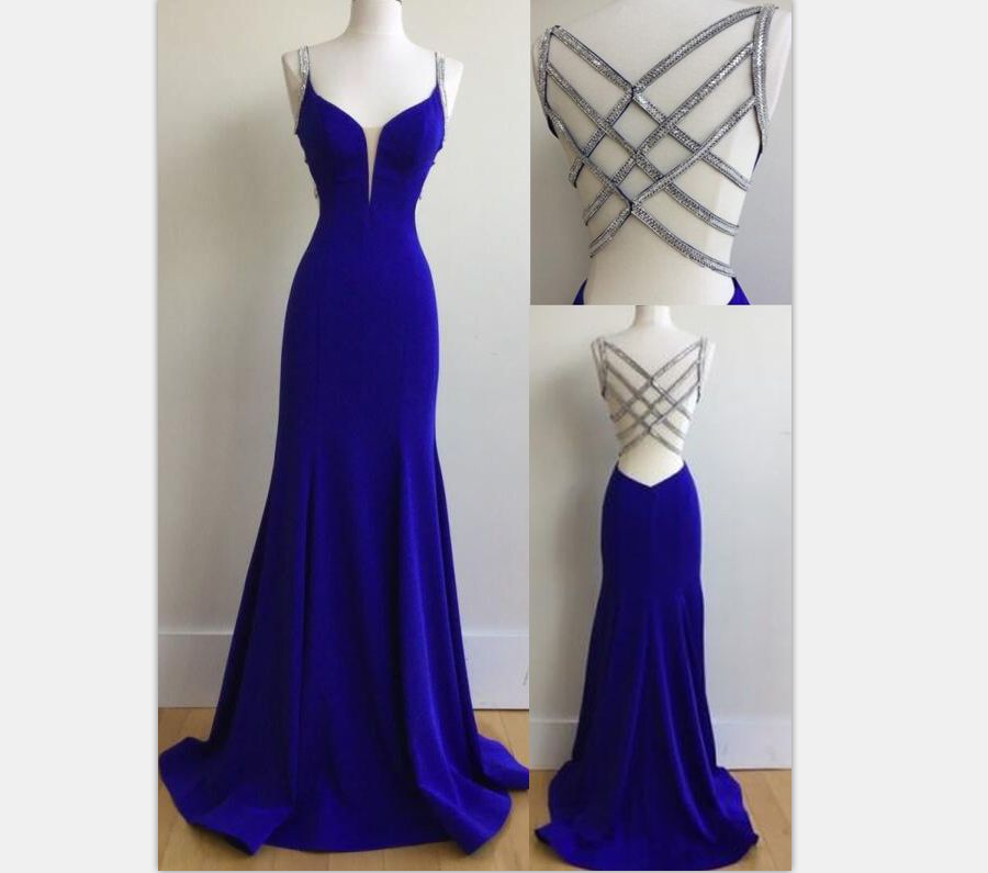 Royal Blue Prom Dress,Backless Prom Dress,Mermaid Prom Dresses,Long ...
