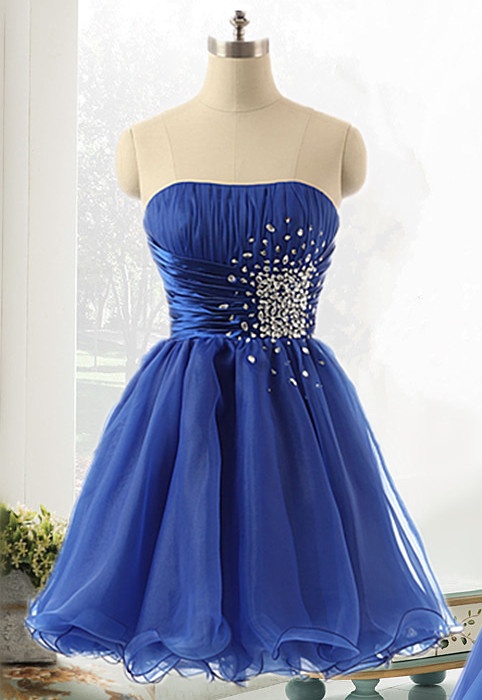 Royal Blue Strapless Homecoming Dresses,Elegant Handmade Homecoming ...