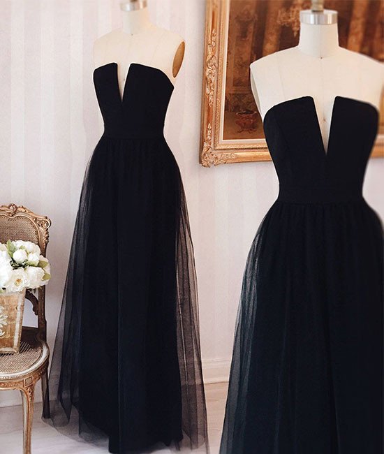 Elegant Simple Tulle Black Long Prom Dress, Black Formal Dresses on Luulla