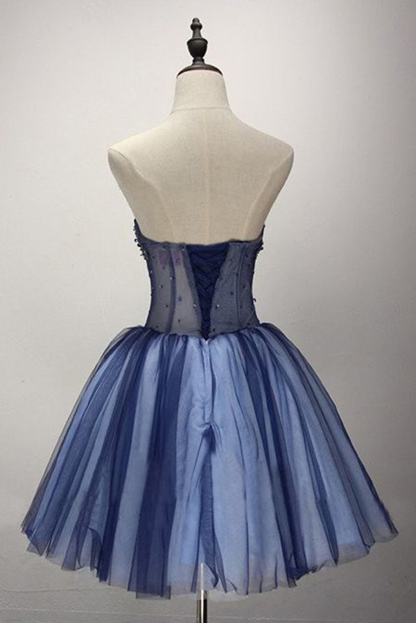Gorgeous Strapless Red Tulle Beaded Formal Birthday Outfits Homecoming Dress